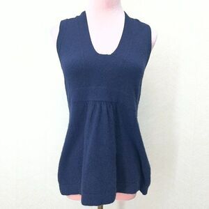 J.Crew Gustoso Empire Waist Sleeveless Blue Cashmere Top Womens Size S